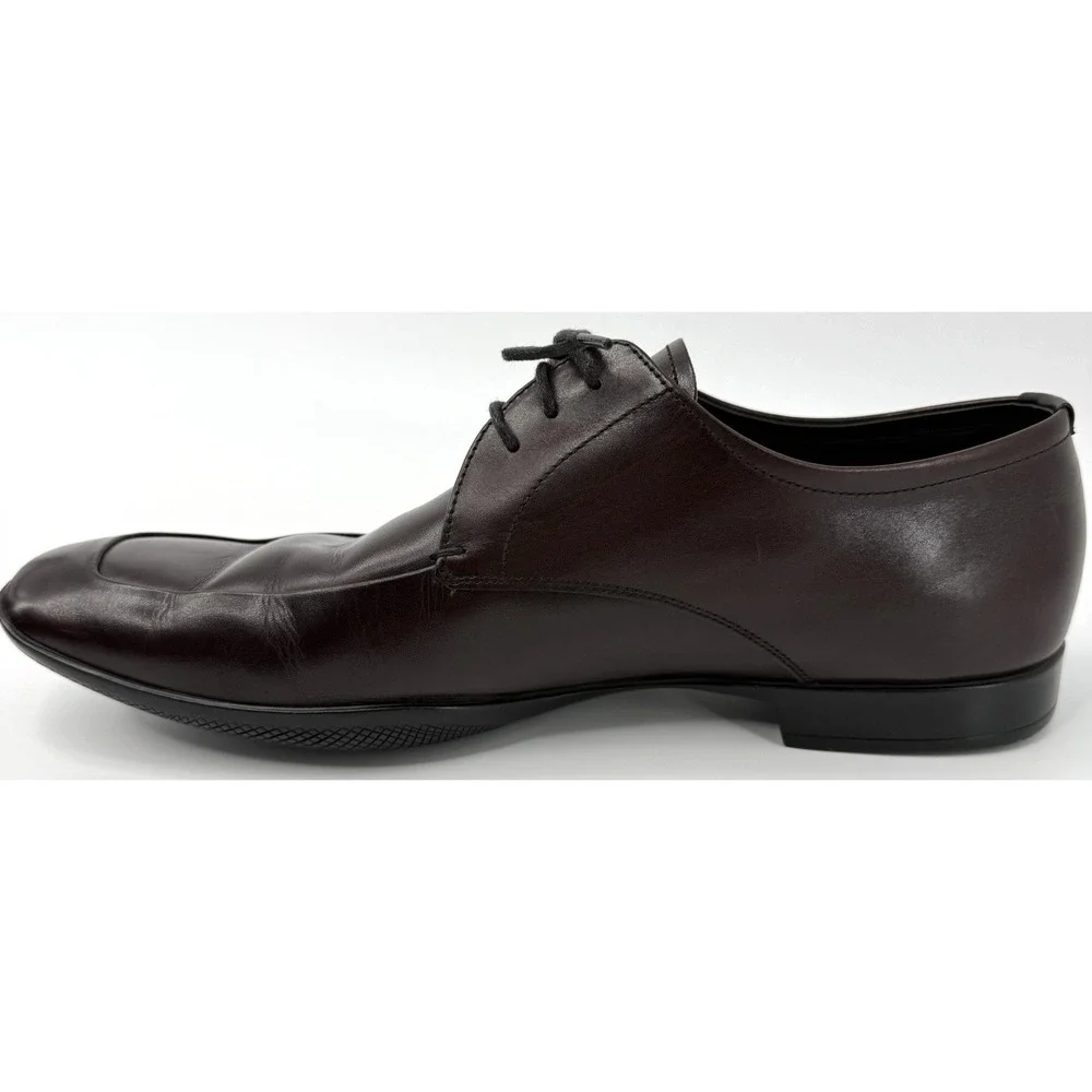 Prada Dress Shoes Men 8 Burgundy‎ Oxblood Leather Square Toe Derby Italy